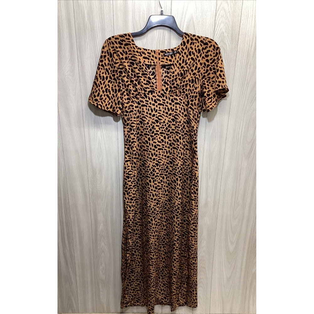 NASTY GAL Women's (Size 6) Short‎ Sleeve Round Neck Animal Print Dress
